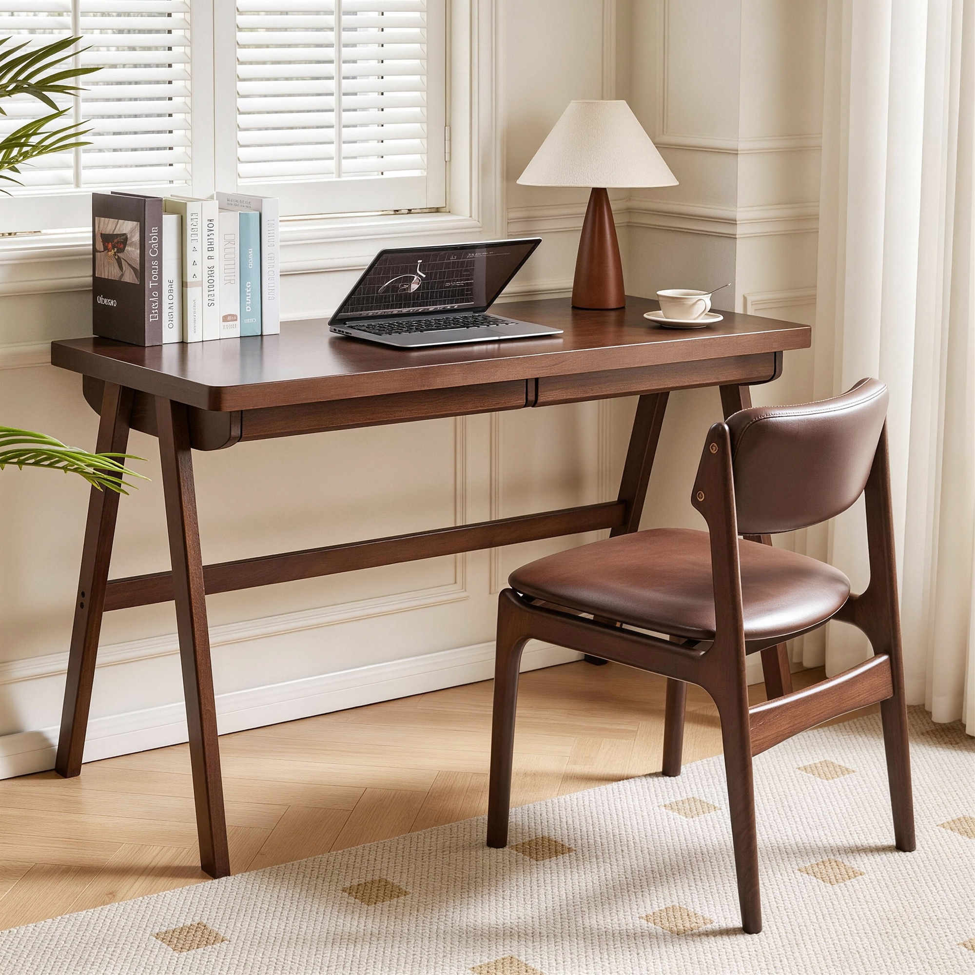 パソコンデスク Shabby Chic Wood Desk 100cm 100%-Solid-Rubber-Wood-